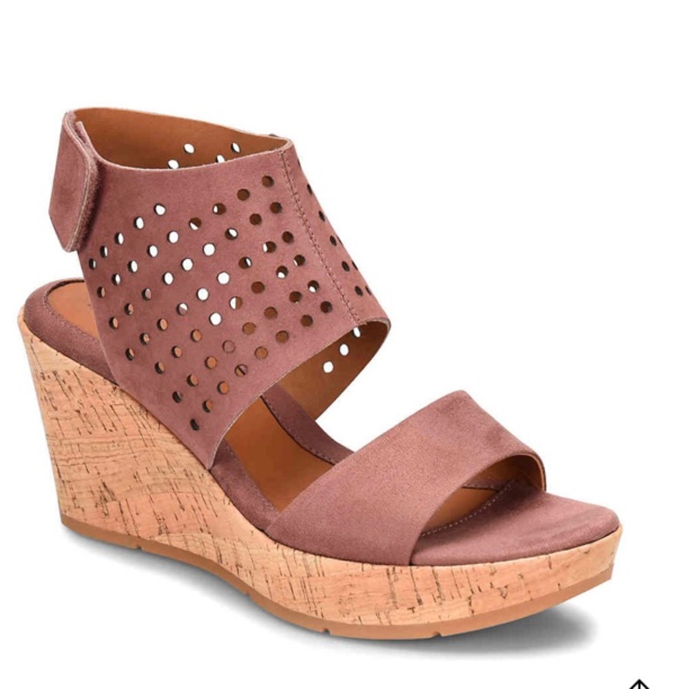 Sofft Cork wedge sandal perforated ankle detail 7.5